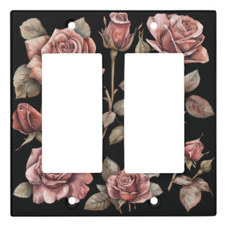 Midnight Pink Floral Elegance Light Switch Cover