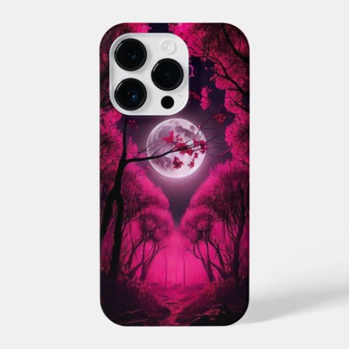 MIDNIGHT PINK TREES IN MOONLIGHT iPhone 14 PRO CASE