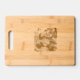 Midnight Pizza Badger – Cute Funny Badger Eating P Engraved Cutting Board
