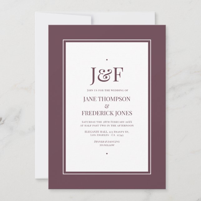 Midnight Plum Wedding Invitation (Front)