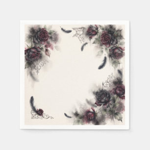Midnight Plum Withered Roses Gothic Romance Moody Napkins