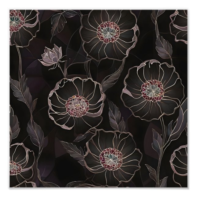 Midnight Poppy Elegance Photo Print (Front)