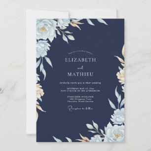 Midnight Powder Petal Wedding Invitation