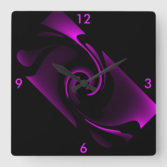 Midnight Power Wall Clock 4 Home on Black & Pink (Front)