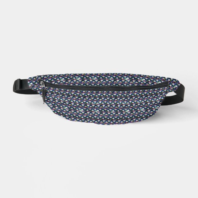 Midnight Prism Weave Abstract Geometric Pattern Fanny Pack (Front)