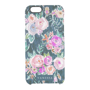 Midnight Profusion Dark Rose Floral PERSONALIZED Clear iPhone 6/6S Case