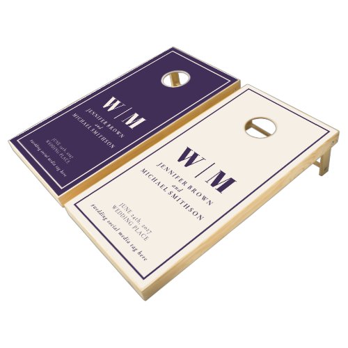 Midnight Purple Fun Wedding Classic Cornhole Set