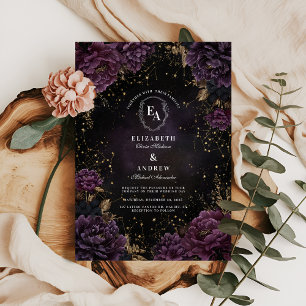Midnight Purple Galaxy Gothic Wedding Invitation