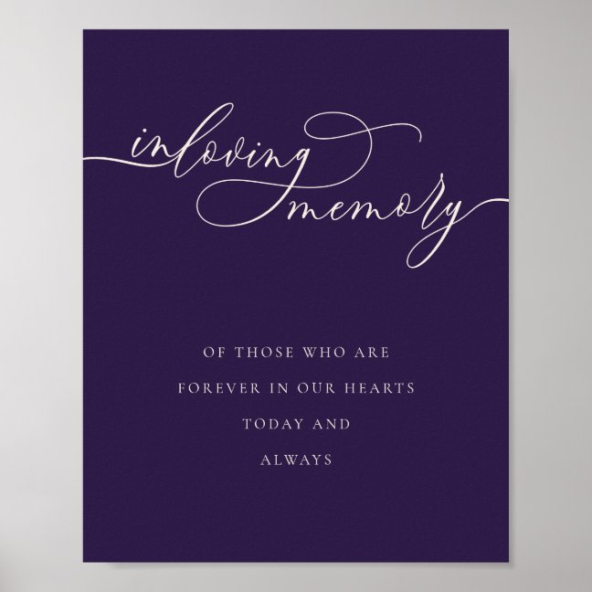 Midnight Purple In Loving Memory Elegant Poster