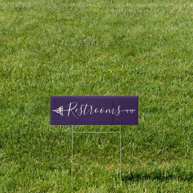 Midnight Purple Restrooms Directional Arrow Sign