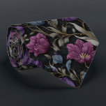 Midnight Purple Rose Wedding Neck Tie<br><div class="desc">This elegant tie showcases velvety plum and indigo roses on black—perfect for formal or gothic wedding looks.

Easy to personalize using the personalize this template button.</div>
