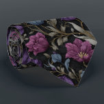 Midnight Purple Rose Wedding Neck Tie<br><div class="desc">This elegant tie showcases velvety plum and indigo roses on black—perfect for formal or gothic wedding looks.

Easy to personalize using the personalize this template button.</div>