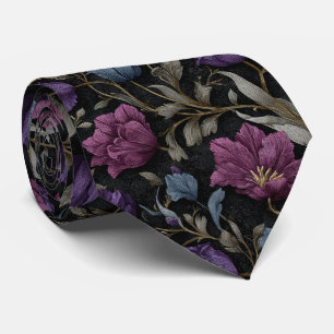 Midnight Purple Rose Wedding Neck Tie