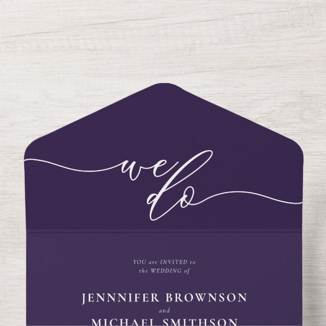 Midnight Purple We Do Modern Calligraphy All In One Invitation