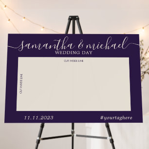 Midnight Purple Wedding Day Guestbook Frame Foam Board