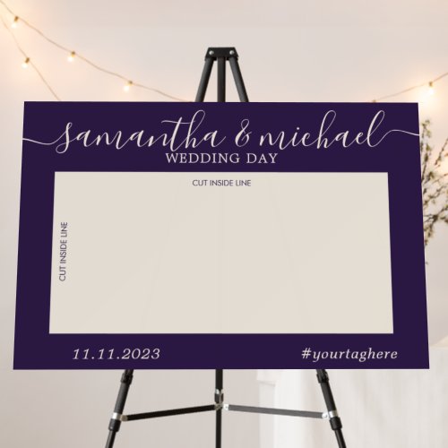 Midnight Purple Wedding Day Guestbook Frame Foam Board