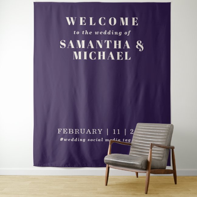 Midnight Purple Welcome Elegant Reception Tapestry
