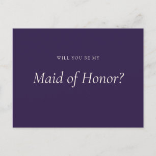 Midnight Purple Will You Be My Maid Of Honor Invitation Postcard