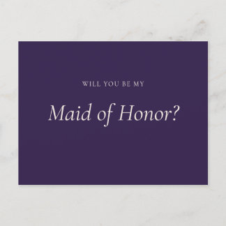 Midnight Purple Will You Be My Maid Of Honor Invitation Postcard