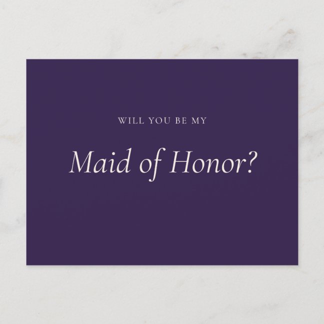 Midnight Purple Will You Be My Maid Of Honor Invitation Postcard