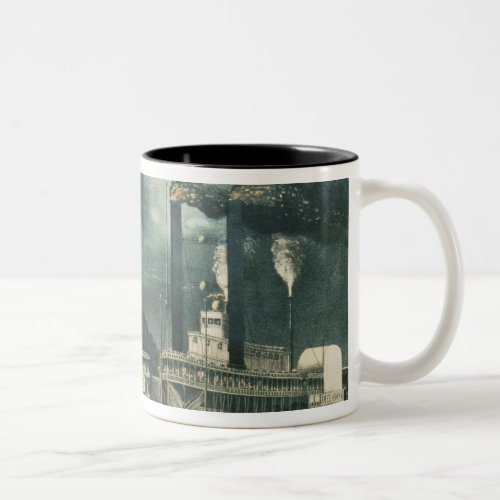 Midnight Race on the Mississippi 1875 Two_Tone Coffee Mug
