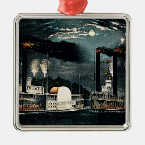 Midnight Race on the Mississippi Metal Ornament