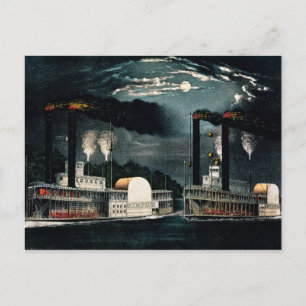 Midnight Race on the Mississippi Postcard