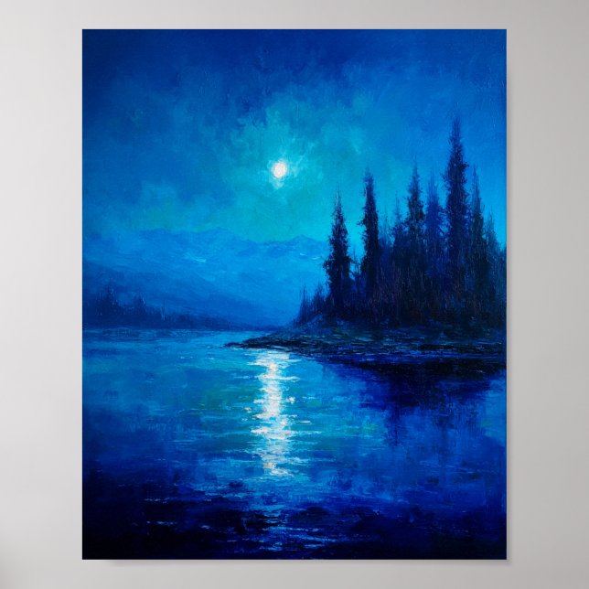 Midnight Radiance: A Moonlit Reflection over the S Poster (Front)