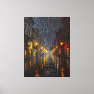Midnight Rain in the City  Canvas Print