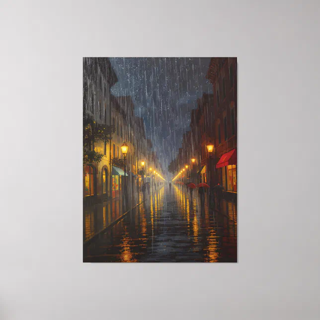 Midnight Rain in the City Canvas Print Zazzle
