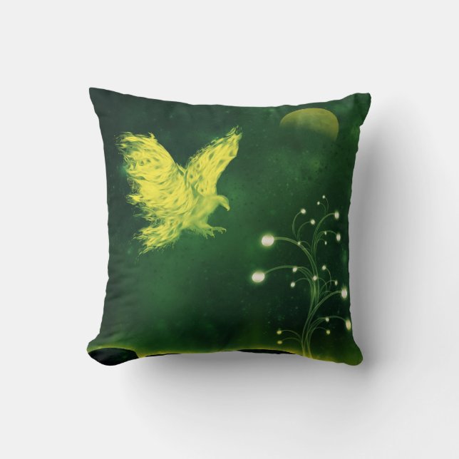 Midnight raptor throw pillow (Front)