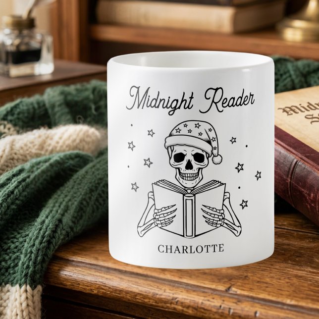 Midnight Reader Funny Reading Skeleton Coffee Mug (Creator Uploaded)