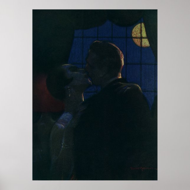 Midnight Rendezvous, Lovers by the Full Moon Poster (Front)