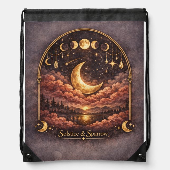 Midnight Reverie Celestial Drawstring Bag (Front)