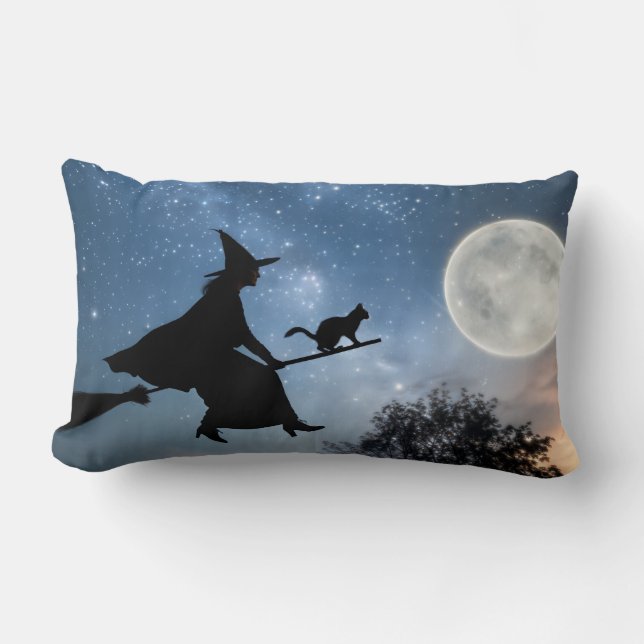 Midnight Ride, The Witch and Her Familiar Lumbar Pillow (Front)