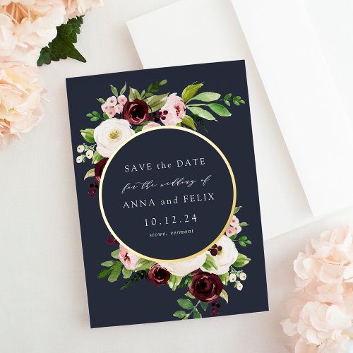 Midnight Romance Foil Wedding Save the Date Card
