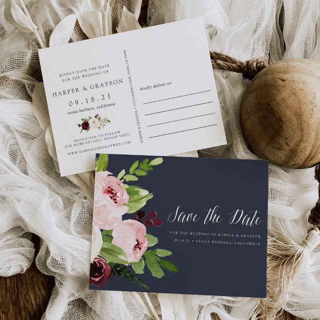 Midnight Romance Save the Date Announcement Postcard (Creator Uploaded)