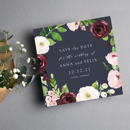 Midnight Romance Square Save the Date Card