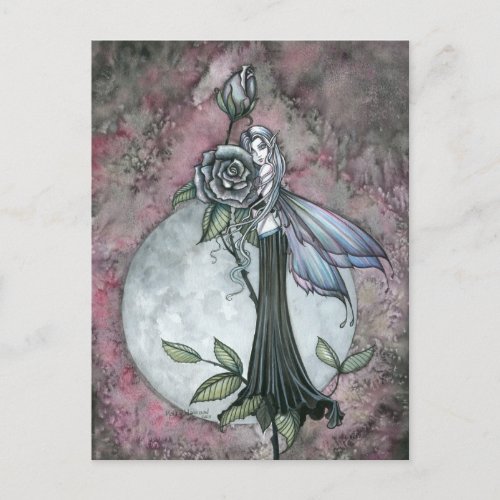 Midnight Rose Fairy Postcard by Molly Harrison