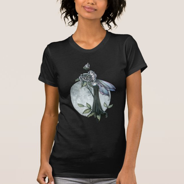 Midnight Rose Gothic Fairy Moon T-Shirt (Front)