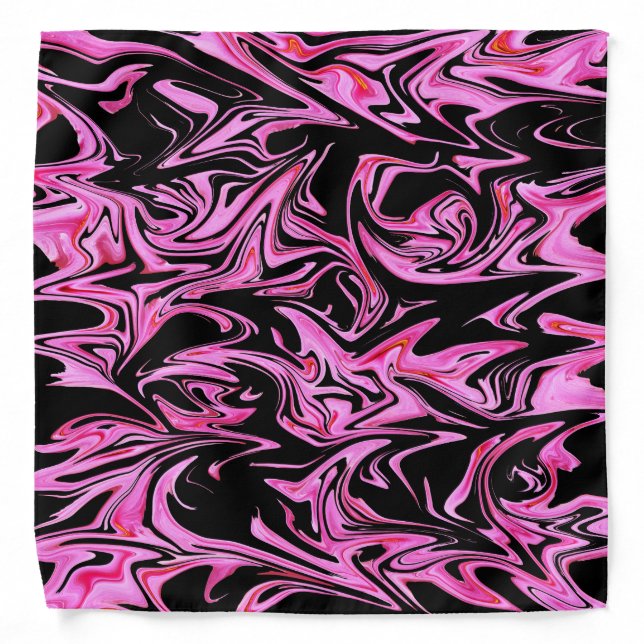 "Midnight Rose: The Pink and Black Marble Fusion" Bandana (Front)