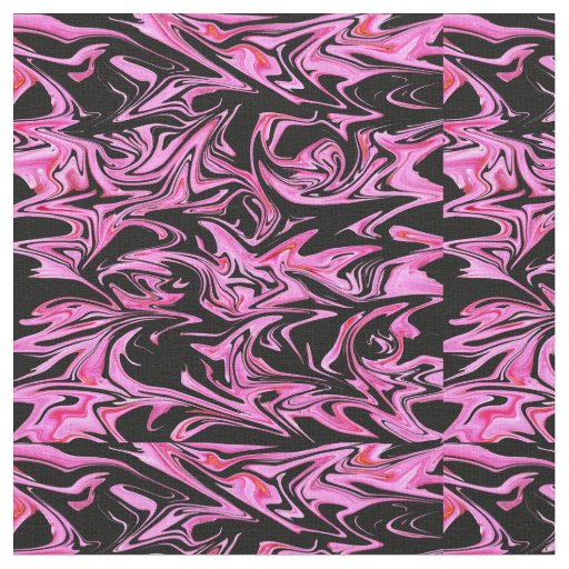 "Midnight Rose: The Pink and Black Marble Fusion" Fabric