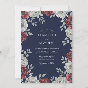 Midnight Ruby Rose Wedding Invitation