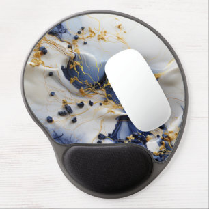 Midnight Sapphire Marble with Gold Threads Gel Mouse Pad