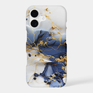 Midnight Sapphire Marble with Gold Threads iPhone 17 Case