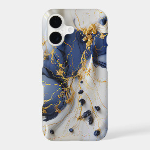 Midnight Sapphire Marble with Gold Threads iPhone 17 Case