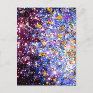 MIDNIGHT SERENADE Blue Purple Stars Sparkle Ombre Postcard
