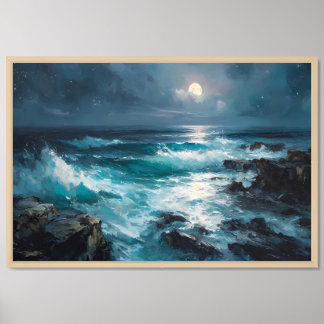 Midnight Serenade: Lunar Tide Framed Art