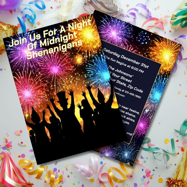 Midnight Shenanigans New Year’s Eve Party Invitation (Creator Uploaded)