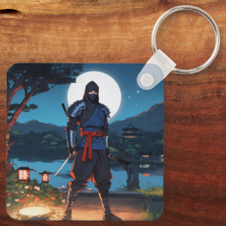 Midnight Shinobi: Moonlight Ninja Silhouette Premi Keychain